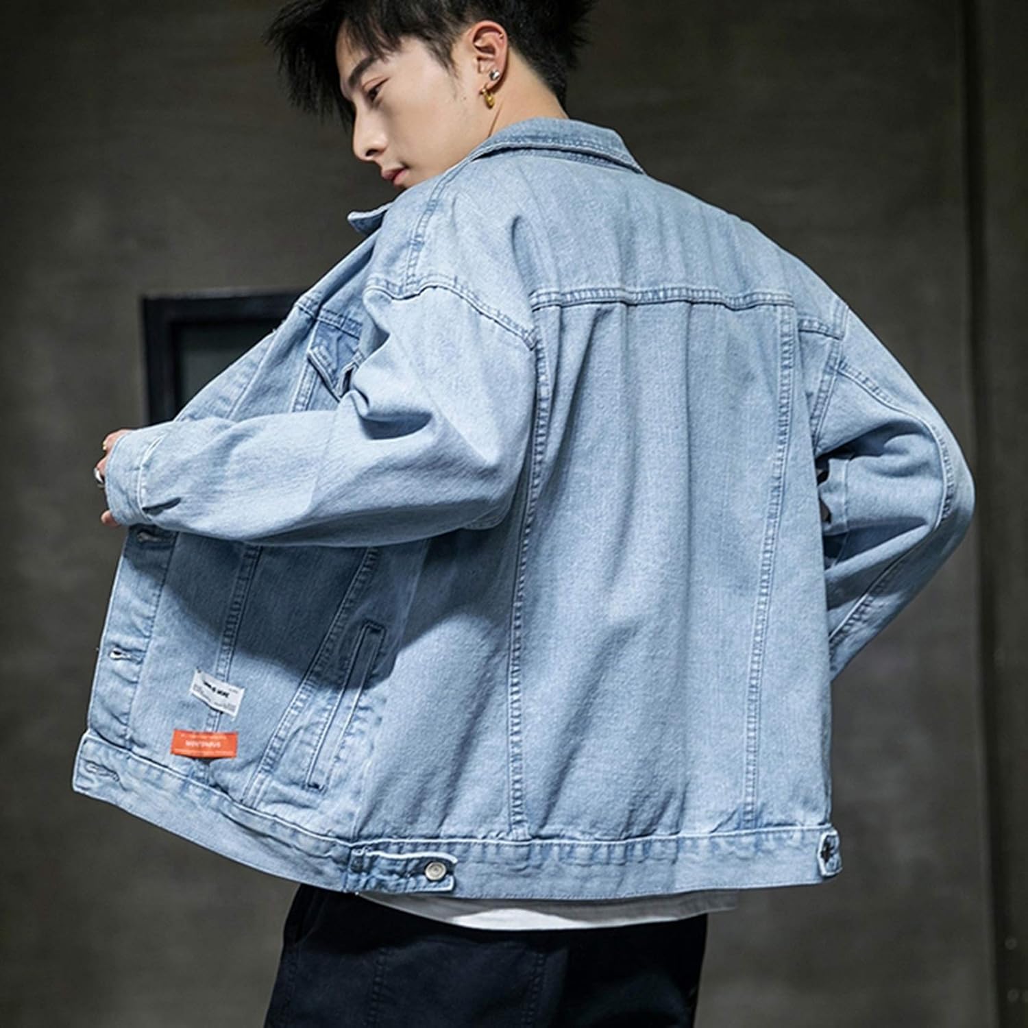 ベーシック ジャケット デニム メンズ 春秋 M-5XL 大きいサイズ ストレッチ ゆったり ジャン ジージャン ファッション カッコイイ 合わせやすい 防風 防寒 通勤 通学 お出かけ グレー/ブル