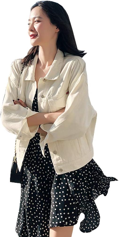 デニムジャケット レディース 春秋 開襟 大きいサイズ ジャン 着痩せ ゆったり ストレッチ ファッション きれいめ ジージャン 防風 防寒 お出かけ 通勤 通学 無地 ホワイト ブラック S-XL