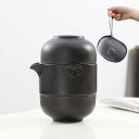 壷1点コップ2点 急須セット 旅行ティーセット茶具セット茶器セットプシンプルな 持ち運び便利セラミック 旅行茶器セット 急須快客杯 (黒)
