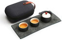 茶器セット 旅行ティーセット 携帯用 旅行 収納バッグ付き 陶器 急須 湯呑みセット 中国茶器セット 和風 コンパクト 軽量 上品 おしゃれ (スモール)