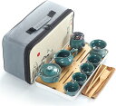 茶器 陶器製ティーセット セット 急須 湯呑みセット 茶器揃 陶磁茶具セット 茶器 茶皿 旅行ティーセット 中国茶セット ティーセット茶器乾燥ティートレー (F...