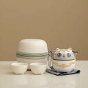徳化焼 中国 磁茶器 茶の入れ 湯飲み 急須 茶壺 ラベル用茶器セット 陶瓷 猫 龍 超コンパクト収納 かわい 陶器製 お出かけ用 ピクニック キャンプ 旅行茶...