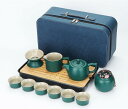 茶器セット 旅行ティーセット 携帯急須 カラー10 セット おしゃれ ギフト A 茶器 アンティーク 茶器セット 茶器揃 中国茶 茶碗 旅行 収納バッグ付き 陶...