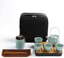 ティーセット セラミック製携帯用茶具シンプルな和風 旅行茶器セット旅行・お出かけ用茶器セット旅行ティーセットティーカップ 茶具セット バッグ付き