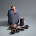 中国 紫の砂 磁茶器 茶の入れ 湯飲み 急須 茶の缶 1ポット 4杯屋外旅行用 快客 ラベル 茶器セット 登山 茶壺 グッドデザイン 専用保護ケース付き 陶器製...