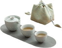 蓮華 携帯型 茶器セット 収納バッグ付 敷物付き ティーセット 茶器揃い 急須セット 湯呑みセット ティーカップ 煎茶器セット 番茶器セット 煎茶道具 コンパク...