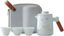 茶器セット 旅行茶具 ティーセット 旅行用 携帯式 茶道 ティーポット 耐熱 急須 湯呑 中国風 茶皿 陶器 収納バッグ付き 紅茶ポット ウーロン茶 工夫茶 お...