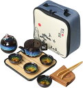 中国茶器セット 茶器揃 茶皿 陶器 旅行茶具 携帯用セット 耐熱 軽量 携帯式 手作り 茶の入れ お茶出し 茶具セット 急須 プレゼント バッグ付き 和風 紅茶...
