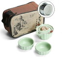 茶道 急須 湯呑み セット ティーポット 茶器セット 陶器 お出かけ用 旅行茶具セット 茶器 ティーセット 花柄 茶碗2セット ティーカップセット 和風 中国風...