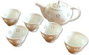 茶器セット 日本製 有田焼 ほたる 透かし 水晶彫花詰 Uポット茶器揃 ポット1個・湯呑5客 化粧箱入り