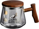 ティーポット 和風 分離式 茶器 透明 ダブルウォールグラス 茶こし フィルター 水出し ステンレス リーフティポット 保温 断熱 癒し 手作り ガス 電気コン...