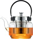 ダブルウォールグラス 急須 ティーポット 透明 茶こし付き ステンレス 分離式 1150ml 蓋付き ティーフォーツー 断熱保温 大容量 紅茶 フルーツティー ...