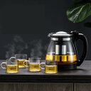 ガラスティーポット ダブルウォールグラス きゅうす 透明 ティーセット カップ 耐熱 大容量 ステンレス茶漉し 直火可 ガス ステンレス鋼フィルター 保温 おし...
