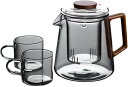 ガラスティーポット ホウケイ酸ガラス きゅうす 透明 茶水分離式 480ml 和風 木製ふた ティーセット 直火電気ケトル対応 茶こし 蓋付き 水出し 保温 耐...