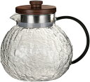 ティーポット ガラス製 茶器 透明 1.3L 直火可 ガス 茶こし付き ピッチャー 和風 コーヒーポット くるみの木蓋付き 紅茶ポット 断熱保温 大容量 紅茶 ...