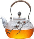 ティーポット 梅 ホウケイ酸ガラス 急須 錫めっき 透明 和風 750ml 直火可 ガス 茶こし 蓋付き リーフティポット 保温保冷 おしゃれ 麦茶 花茶 ハー...