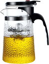 ティーポット ピッチャー 650ml ガラス きゅうす ワンタッチ 透明 直火可 ガス 茶こし 蓋付き リーフティポット 保温 耐熱 大容量 麦茶 花茶 ハーフ...