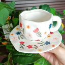 コーヒーカップ ソーサー 小花柄 ティーカップセット ボーンチャイナ 1客セット マグ コーヒーカップ ドリンクカップ 田園風 母へ 彼女 パーティー用 デザー...