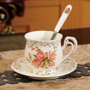 1客セット カップ&ソーサー&匙 ティーカップセット セラミック 宮廷 ドリンクカップ ヨーロッパ風 コーヒーカップ 耐熱皿 来客用 金花彫刻 ゴールデンフルー...