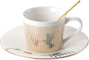 コーヒーカップ ソーサー&匙 めっき調 ティーセット セラミック 1客セット 食器 コーヒーマグ ドリンクカップ モダン プレゼント 母の日 お誕生日 ティー ...
