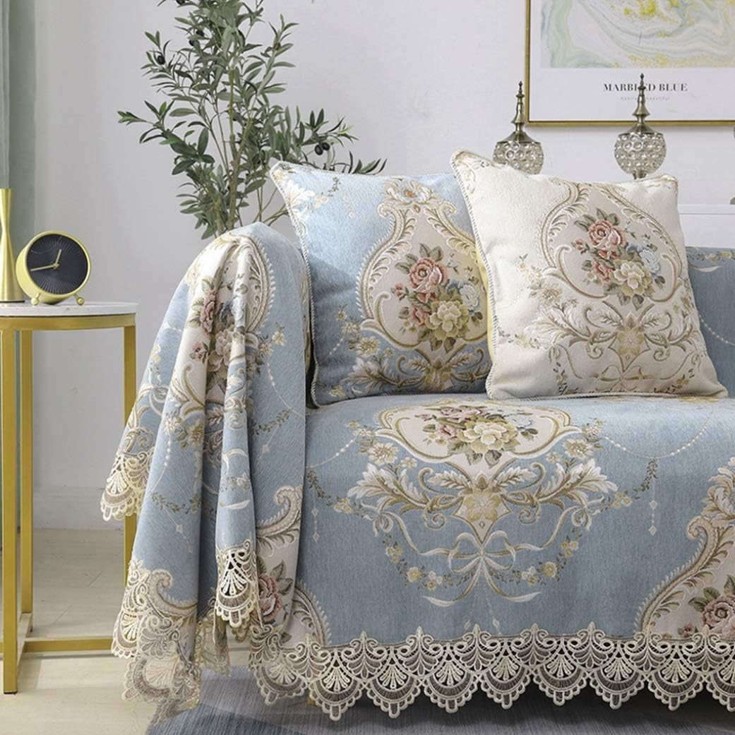 マルチクロス ソファーカバー 190*350cm 北欧風 花柄 かわいい ブランケット ベッドカバー カーペット ラグマット シンプル 簡単着脱 滑り止め おしゃれ テーブルクロス バスマット ブルー