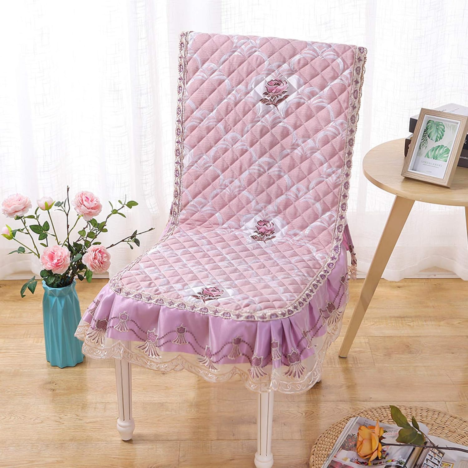 2枚セット チェアカバー 椅子カバー 一体式 背もたれあり 柔らかい 耐久性 洗える 汚れ防止 滑り止め ..