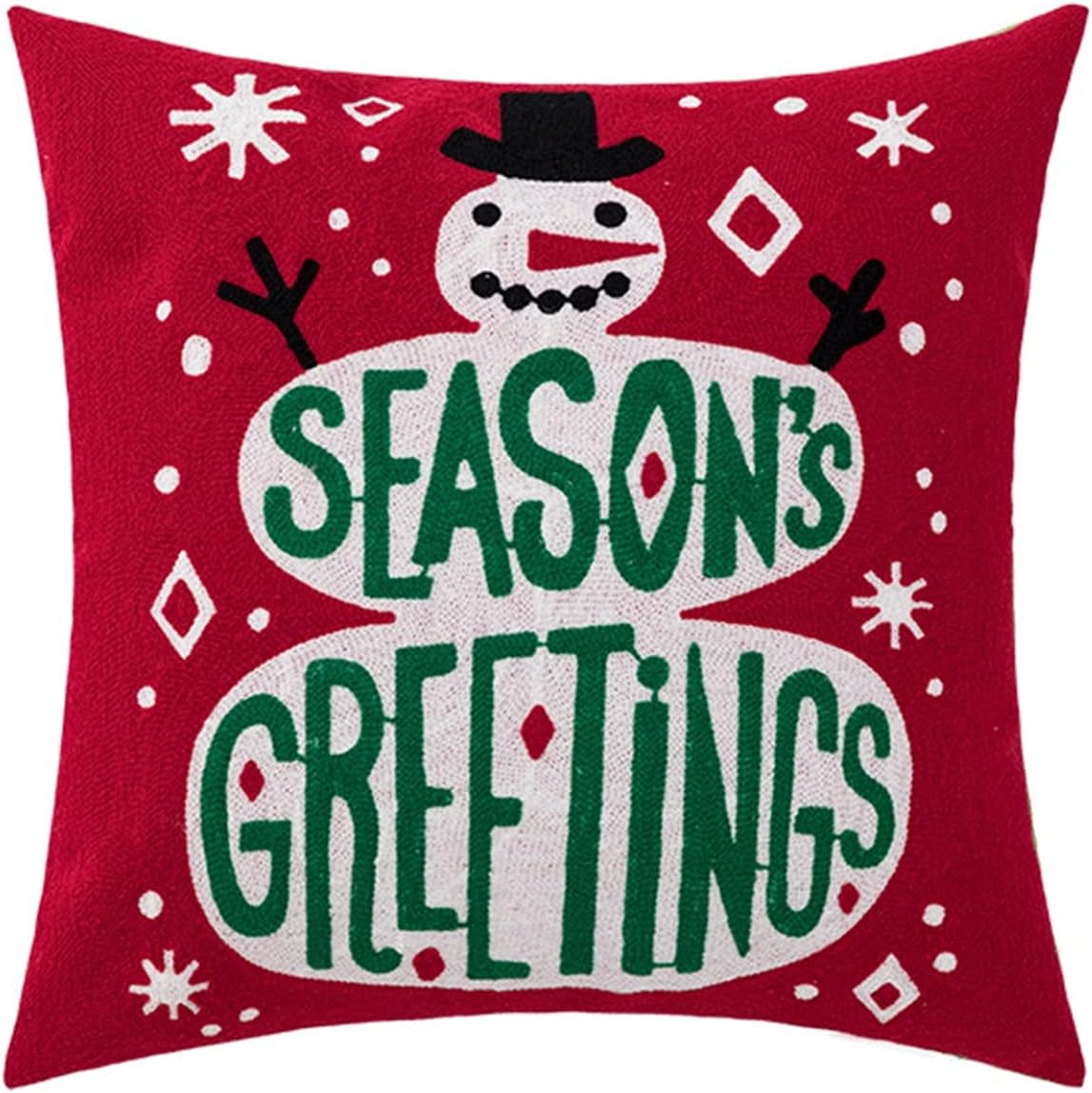 2枚セット クッションカバー ins風 クリスマス 刺繍 45*45cm 座布団カバー 綿 肌触り良い インテリア 部屋飾り 装飾枕カバー ソファ背当て 椅子用 車用 雑貨 抱き枕カバー 多色展開