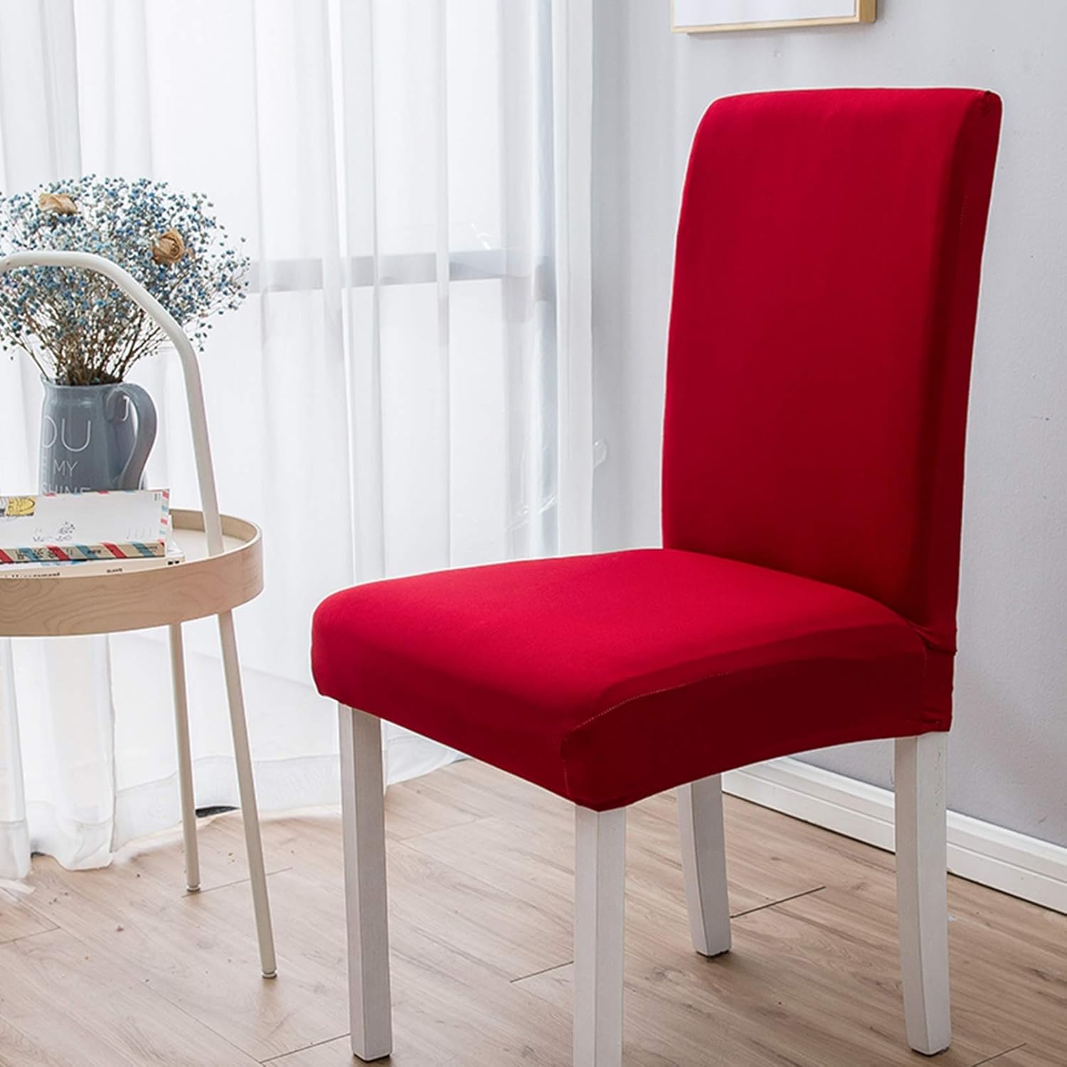 6枚セット 椅子カバー 無地 背もたれあり 一体式 ダイニングチェア対応 ストレッチ 伸縮素材 耐久性 チェアカバー 洗える 汚れ防止 滑り止め 四季兼用 家庭/パーティー用/ウェディング/結婚式 多