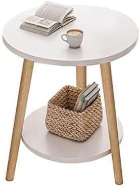 サイドテーブル コーヒー テーブル ベッドテーブル 丸型 机 リビングサイドテーブル 2段 棚付 収納 ナイトテーブル ソファサイドテーブル 円卓 丸テーブル（ナチュラル）長さ62 cm*幅62 cm