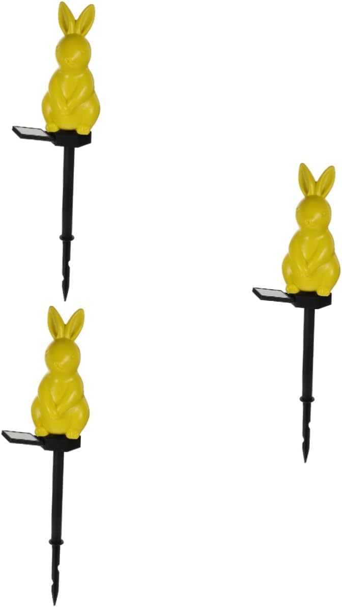 3個 ソーラーアースプラグライト led light バニーソーラーライト 屋外バニーライト 庭のウサギのラン..