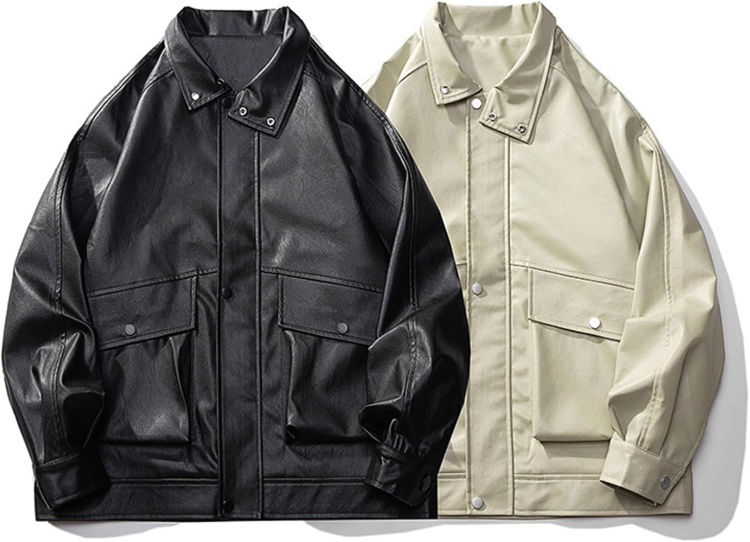 日系 レザージャケット メンズ ブルゾン PUレザー ポケット付き 襟付き カジュアル アウター ライダース 春 秋冬 防風 保温 快適 撥水 大きいサイズ かっこいい おしゃれ 通勤 通学 お出かけ