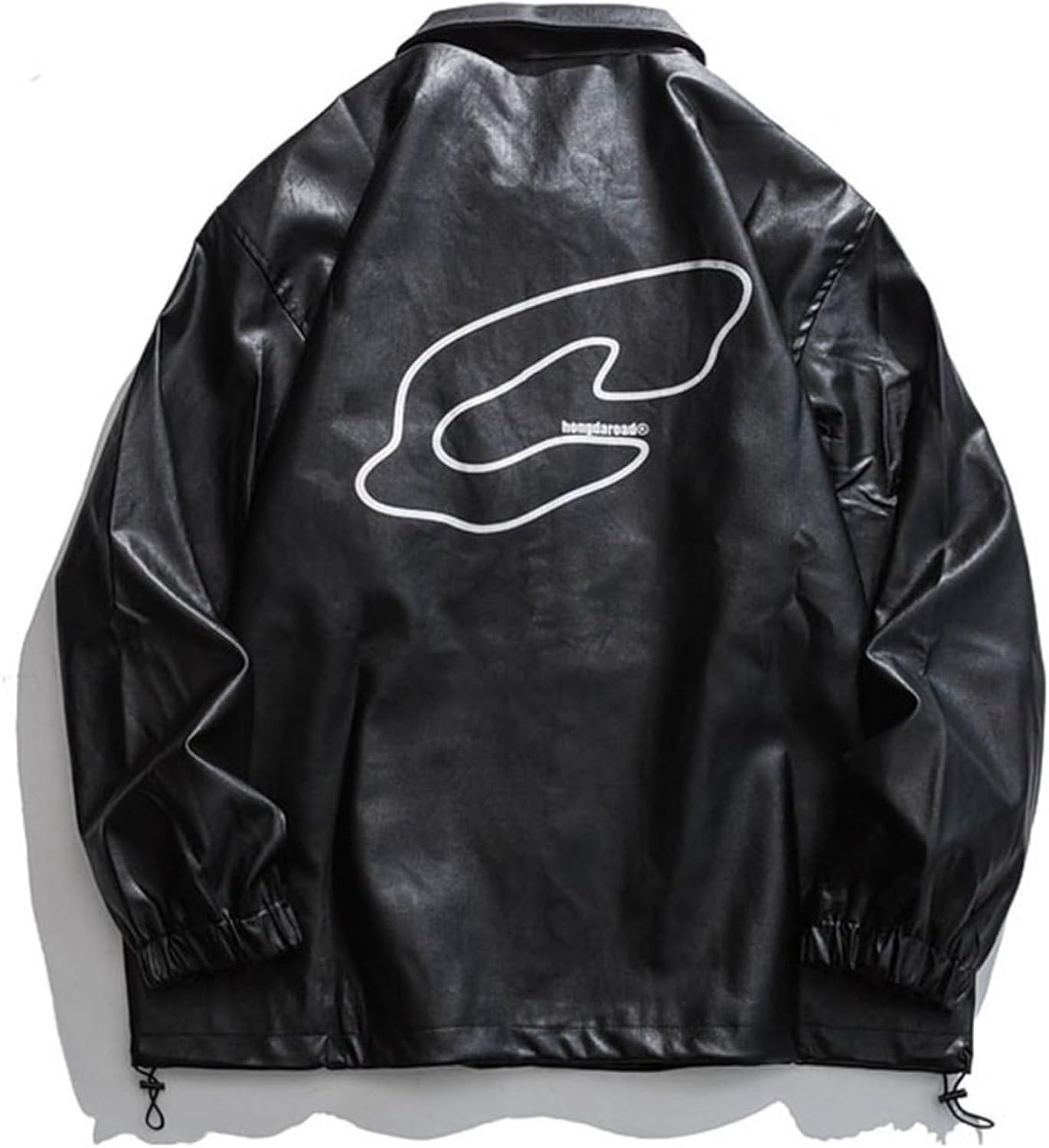 革ジャン ライダース メンズ 黒 プリント柄 レトロ PUレザー 折り襟 ボタン 大きいサイズ ゆったり レザージャケット ブルゾン 春秋 防風 防寒 保温 撥水 カジュアル 通学 通勤 バイク用 ア