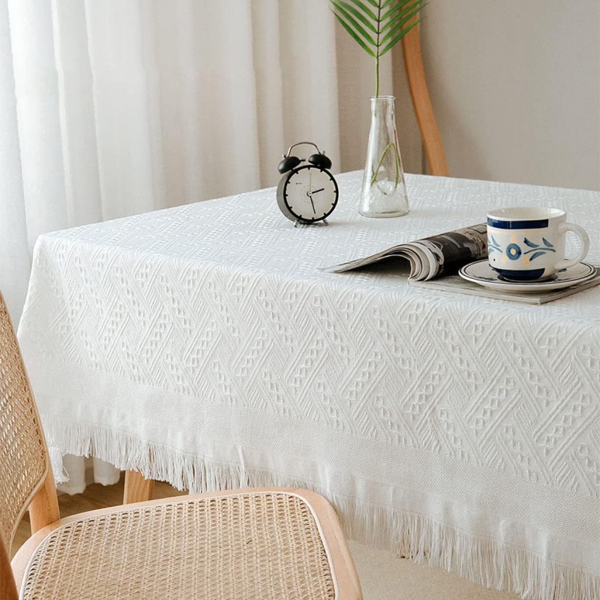 無地 チェック柄 白 130*130 デスククロス テーブルクロス マルチカハ?ー 綿麻 布 円形テーブルクロス テーブルマット 撥水 速乾 テーブルカバー 食卓カバー 食事テーブルクロス 家庭用 長