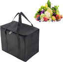 デリバリーバッグ 食品配達バッグ 保冷保温エコバッグ 収納バッグ 弁当 大容量 携帯用 バッグ 折りたたみ (30*25*25cm ブラック)|詳細画像
