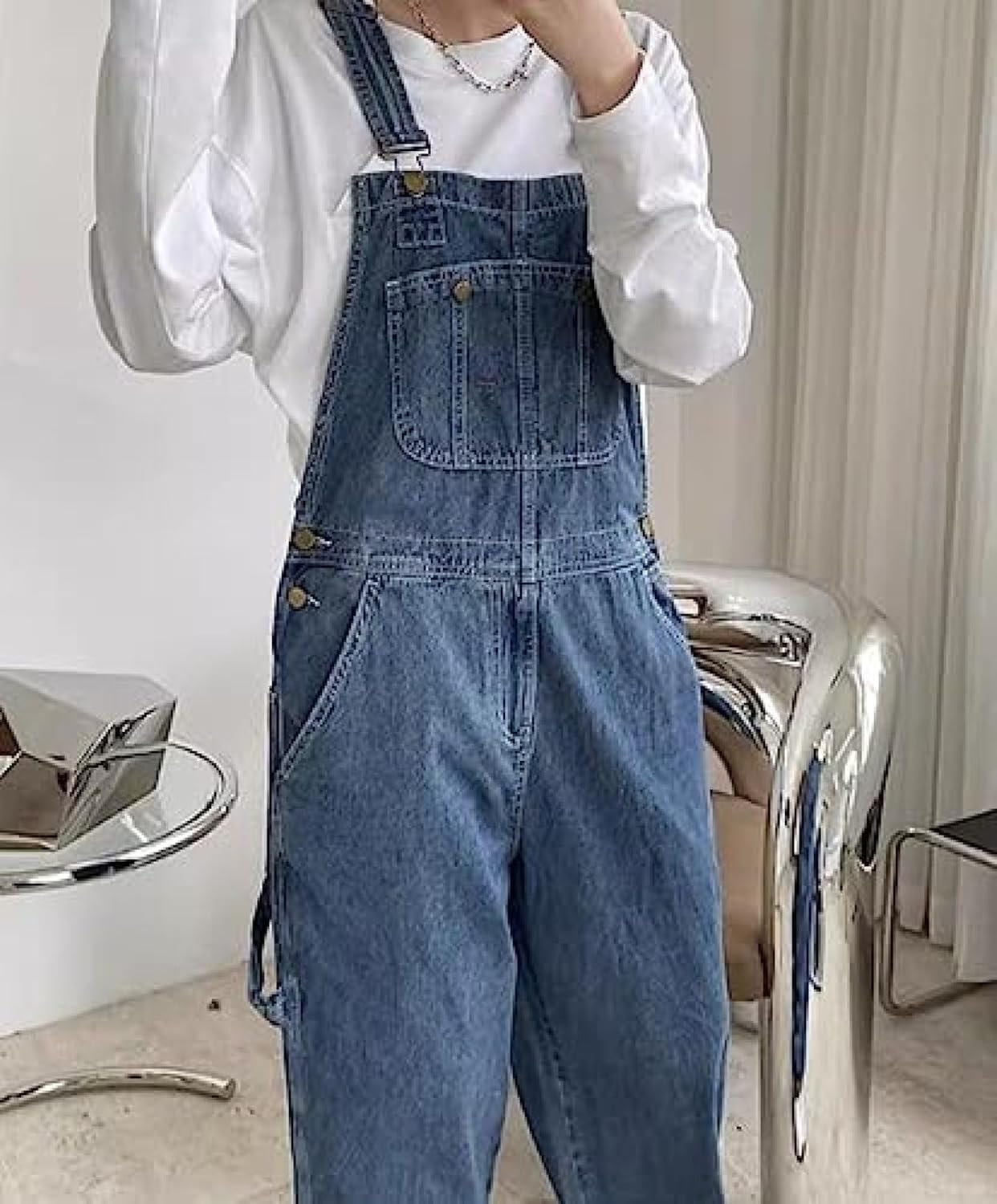 メンズ サロペット デニムパンツ オールインワン ファッション ワイドパンツ オーバーオール ロングパンツ ストレッチ 吊りパンツ ゆったり レトロ