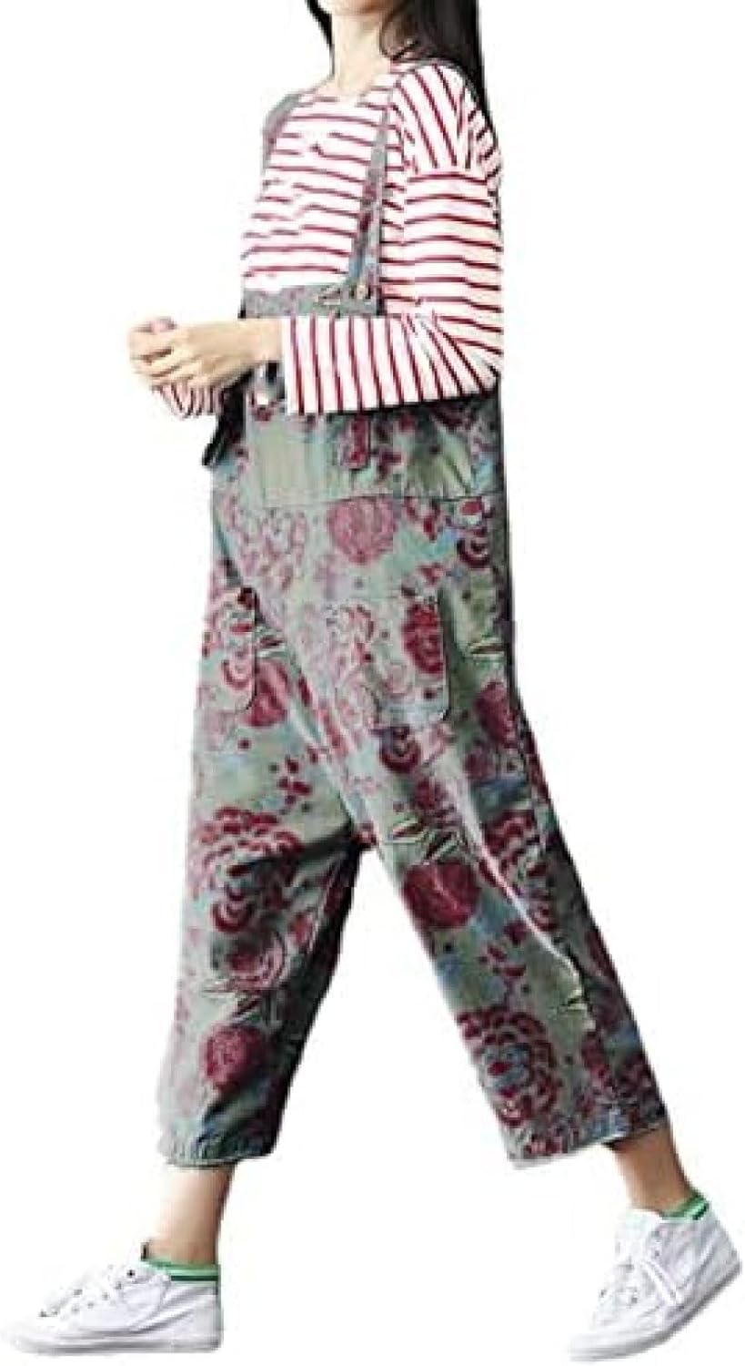 デニム オーバーオール レディース ゆったり オールインワン デニムパンツ サロペット 大きいサイズ ジーンズ 春 夏 秋 冬 柄プリント おしゃれ ボトムス 美脚 カジュアル ロングパンツ ズボン