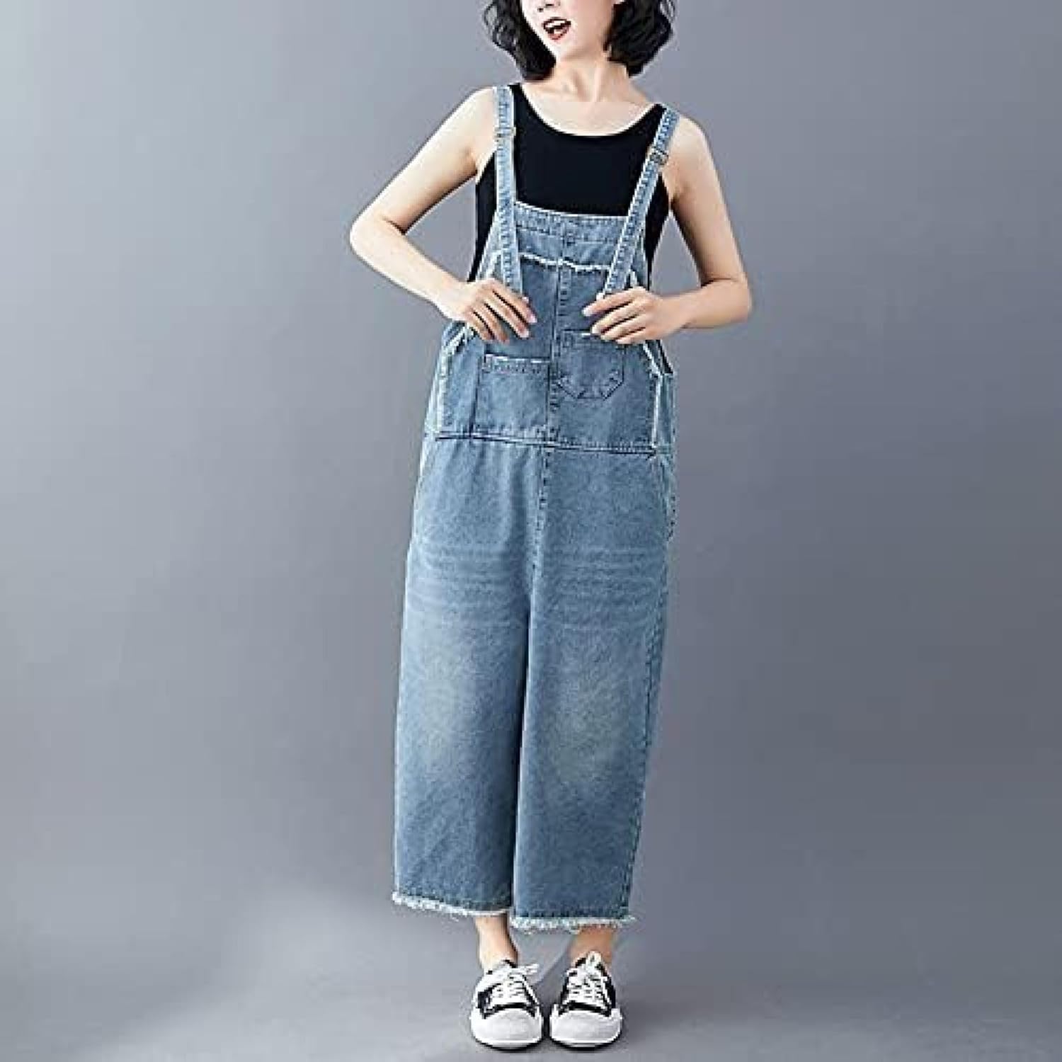 オーバーオール レディース デニム サロペット ジーンズ ゆったり デニムパンツ ワイドパンツ大きいサイズ 体型カバー カジュアル ジーパン オールインワン 夏