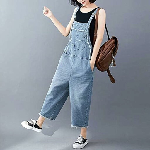 オーバーオール レディース デニム サロペット ジーンズ ゆったり デニムパンツ ワイドパンツ大きいサイズ 体型カバー カジュアル ジーパン オールインワン 夏