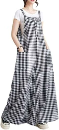 チェック柄 オールインワン サロペットリネン 綿麻 レディース オーバーオール ロングパンツ ワイドパンツ 長ズボン ガウチョパンツ ノースリーブ ゆったり カジュアル ファッション 普段着 春 体型 チェック柄 オールインワン サロペットリネン 綿麻 レディース オーバーオール ロングパンツ ワイドパンツ 長ズボン ガウチョパンツ ノースリーブ ゆったり カジュアル ファッション 普段着 春 体型