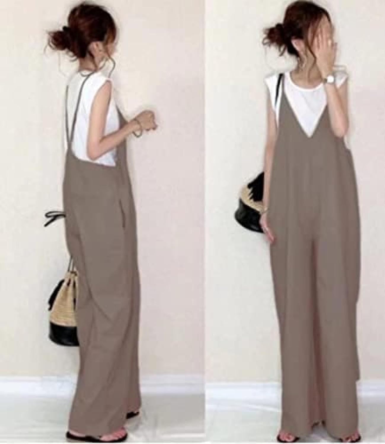サロペット オーバーオール ワイドパンツ レディース オールインワン パンツ ロング丈 ワイド サスペンダー サロペットパンツ ジャンパー ズボン パンツドレス つり カジュアル 春夏 ロングパンツ