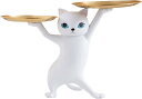 玄関 収納 皿を捧げる猫 鍵置き トレー キーボックス 玄関 収納 小物 財布 口紅の収納 樹脂置物 (A)