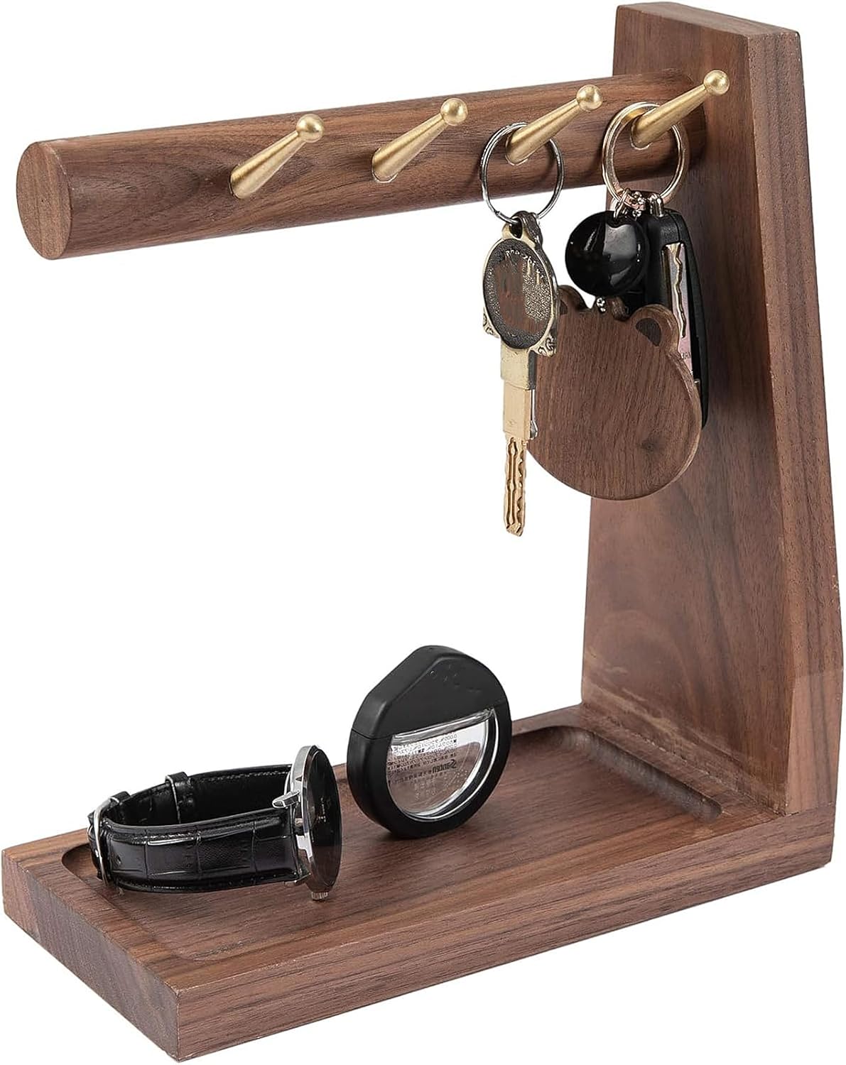 鍵 スタンド キースタンド 鍵スタンド 腕時計収納 卓上 鍵置き 玄関収納 木製 鍵ホルダー アクセサリーかけ 小物収納 雑物置く トレイ収納 指輪かけ 携帯 メガネ カード置き 玄関用 鍵収納 組立