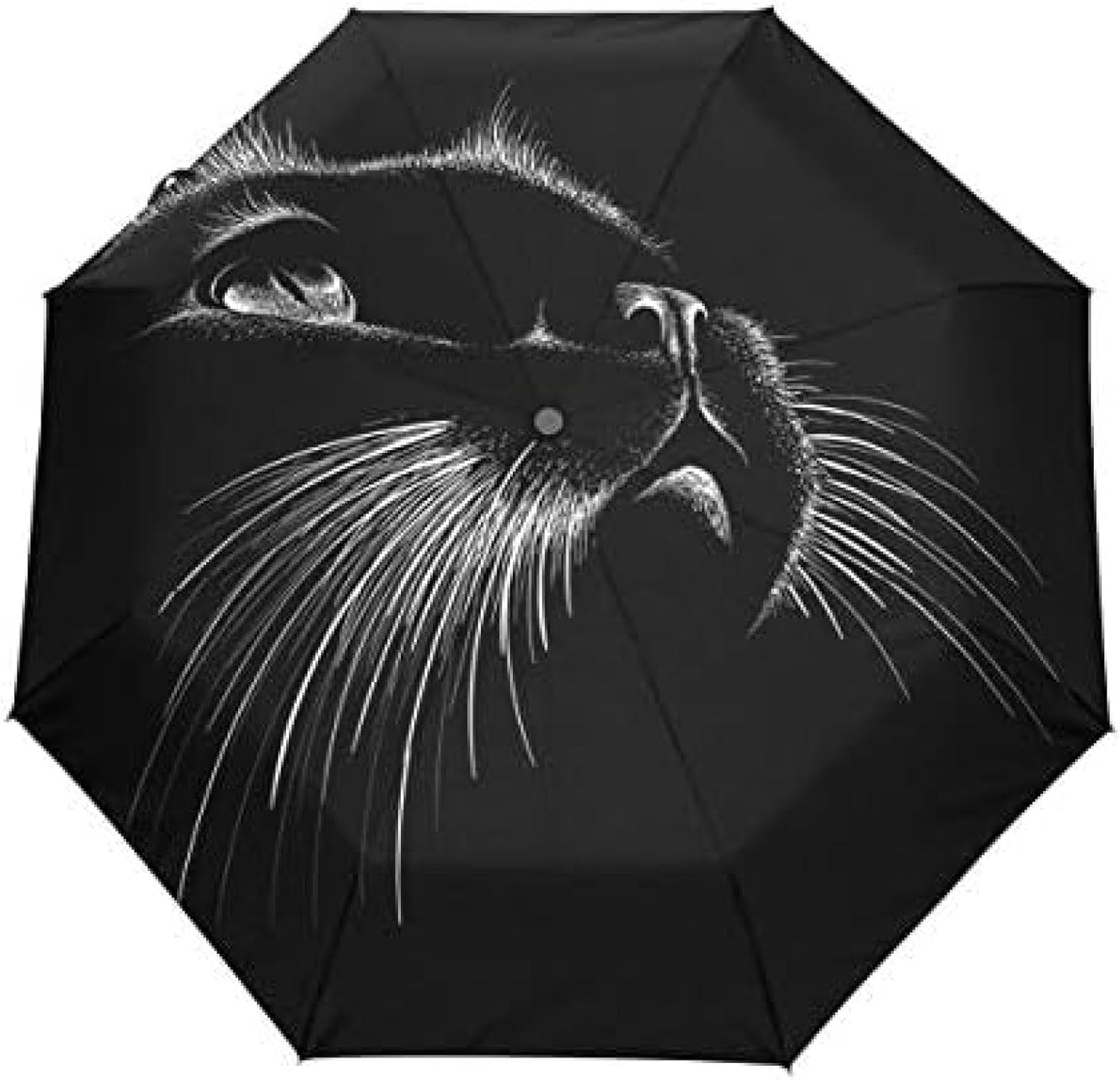 折りたたみ傘 黒猫 猫柄 ブラック 自動開閉 軽量 レディース 晴雨兼用 おしゃれ UVカット 丈夫 グラスファイバー 梅雨対策 耐風撥水 収納ポーチ付き