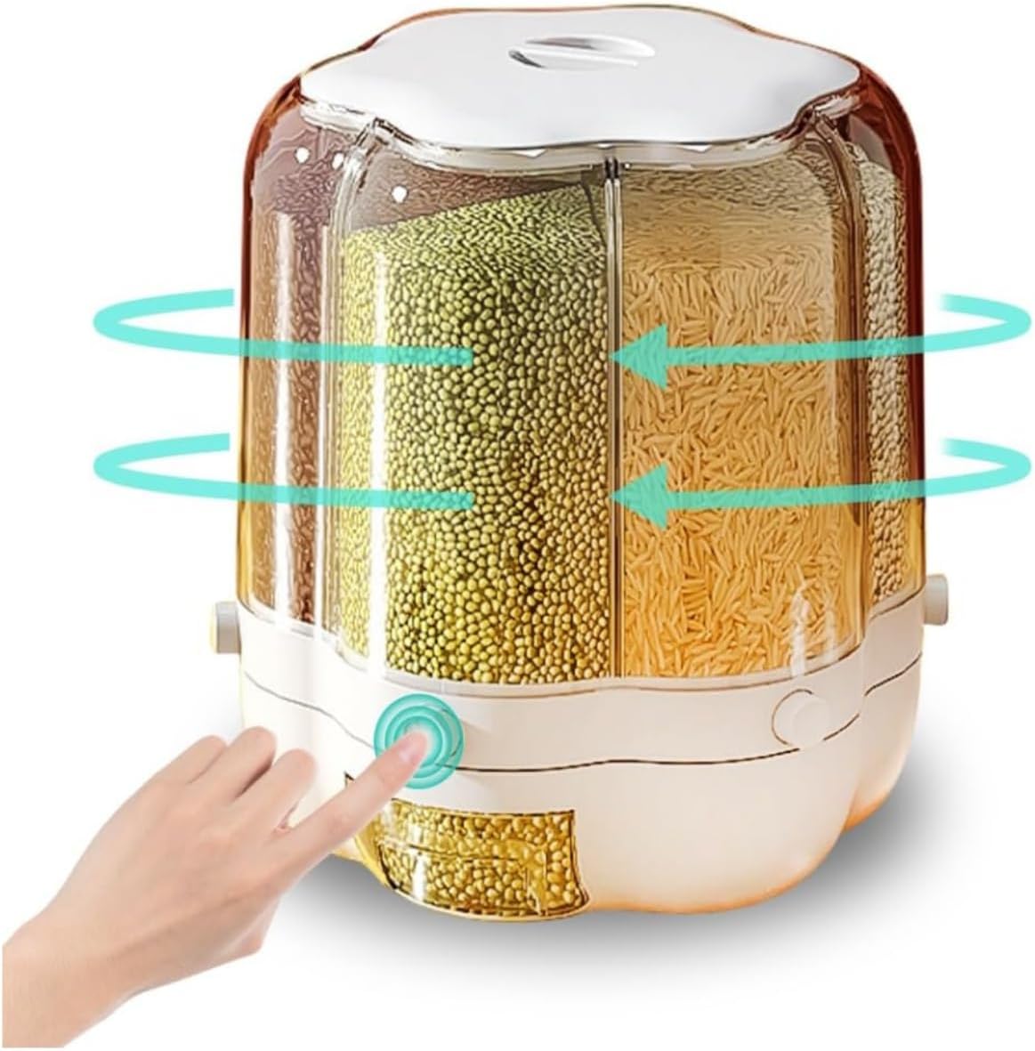 回転分類米バケツ 回転式お米ケース ドライライスコンテナ フードディスペンサー 密封穀物缶 お米ケー..