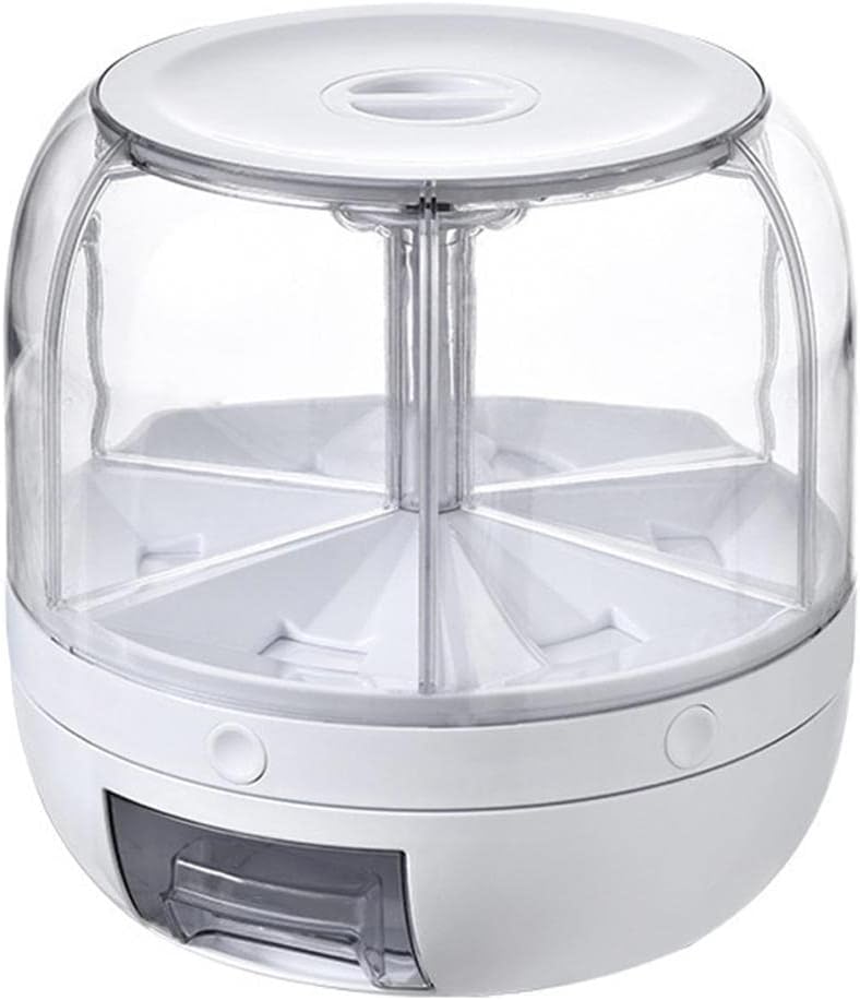 穀物ディスペンサー回転式米ディスペンサー6グリッド回転式穀物貯蔵バケツ家庭用貯蔵ボックス分類密閉キッチン米貯蔵ボックス