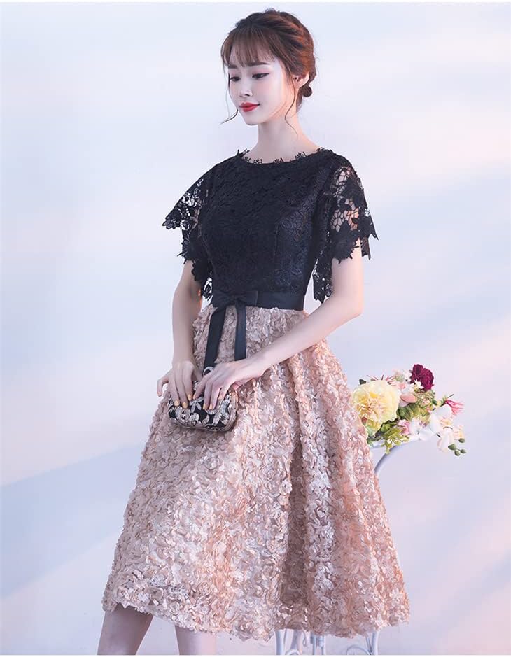レディース ドレス ワンピース イブニングドレス ロングドレス ショートドレス レースワンピース プリンセスワンピース ハイウエスト スリム 花柄刺繍 エレガント 甘い フォーマル 結婚式 演奏会 パ