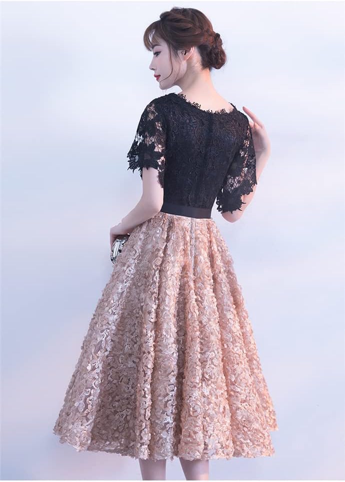 レディース ドレス ワンピース イブニングドレス ロングドレス ショートドレス レースワンピース プリンセスワンピース ハイウエスト スリム 花柄刺繍 エレガント 甘い フォーマル 結婚式 演奏会 パ