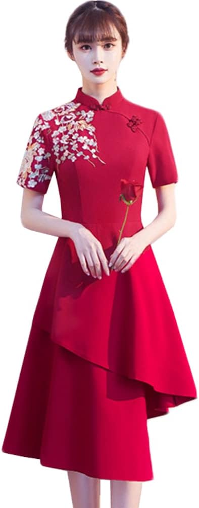 レディース 結婚式ドレス 花嫁ワンピース ドレス ワンピース ロングドレス ミドル丈ドレス ショートドレス イブニングドレス 半袖 立ち襟 フォーマル エレガント スリム 結婚式 披露宴 二次会 パー