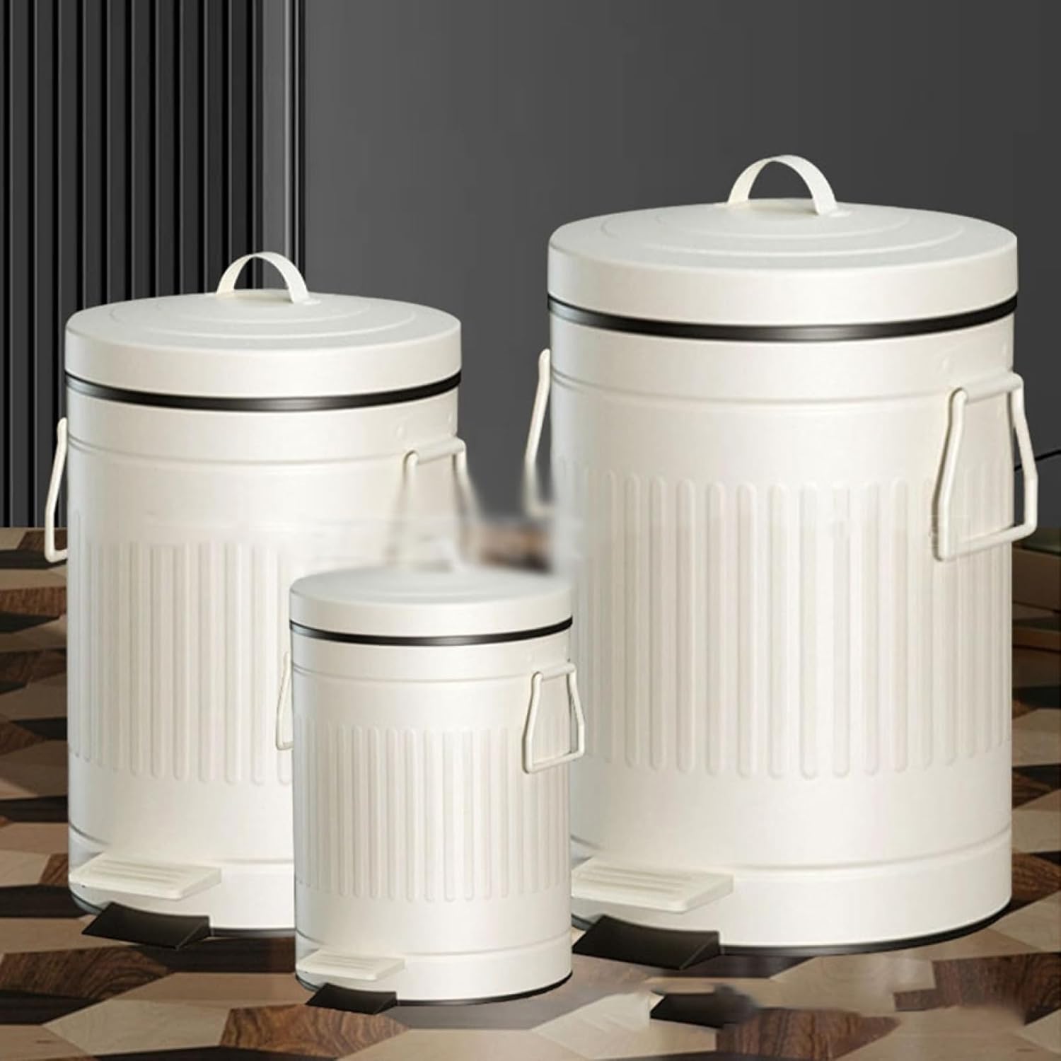 ゴミ箱 ふた付き 5L ダストボックス 丸型 ペダル式 ごみ箱 スリム おしゃれ フタがゆっくり閉まる 抗菌 消臭 密閉 音無し 部屋 キッチン リビングルーム トイレ 浴室 オフィス用 スチール [3]