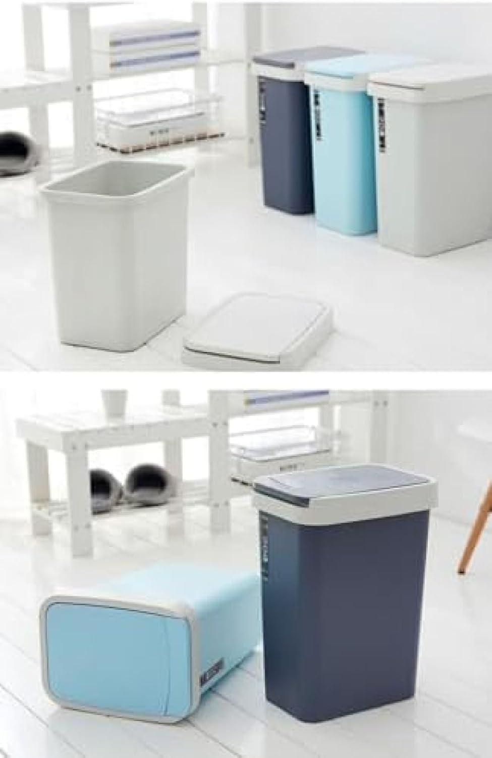 ゴミ箱 ふた付き 12L浴室用ゴミ箱 は無臭で密閉ごみ箱 キッチン、リビングルーム、トイレ、バスルーム、オフィス用 (グレー 8L25.5*18.2*28cm)